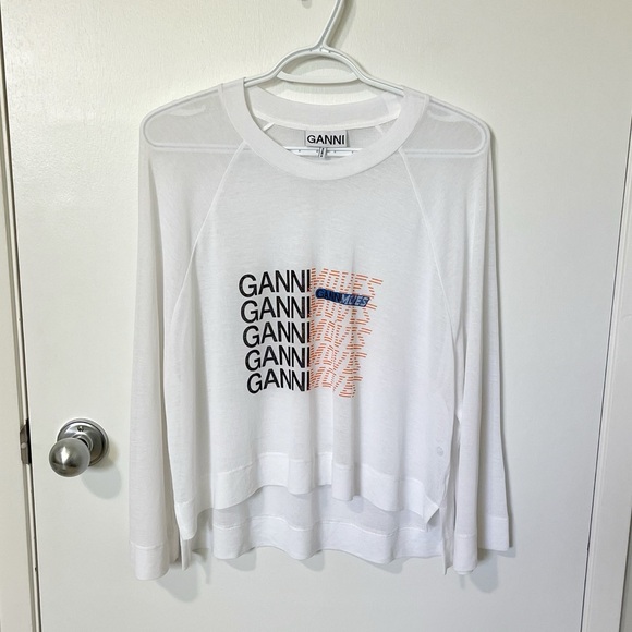Ganni Light Jersey Oversized T-Shirt White size Medium - Picture 2 of 10